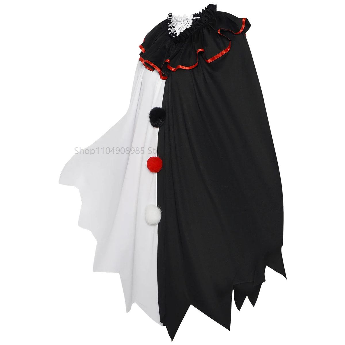 Cape Clown Effrayant Noire et Blanche – Adulte – vue 4