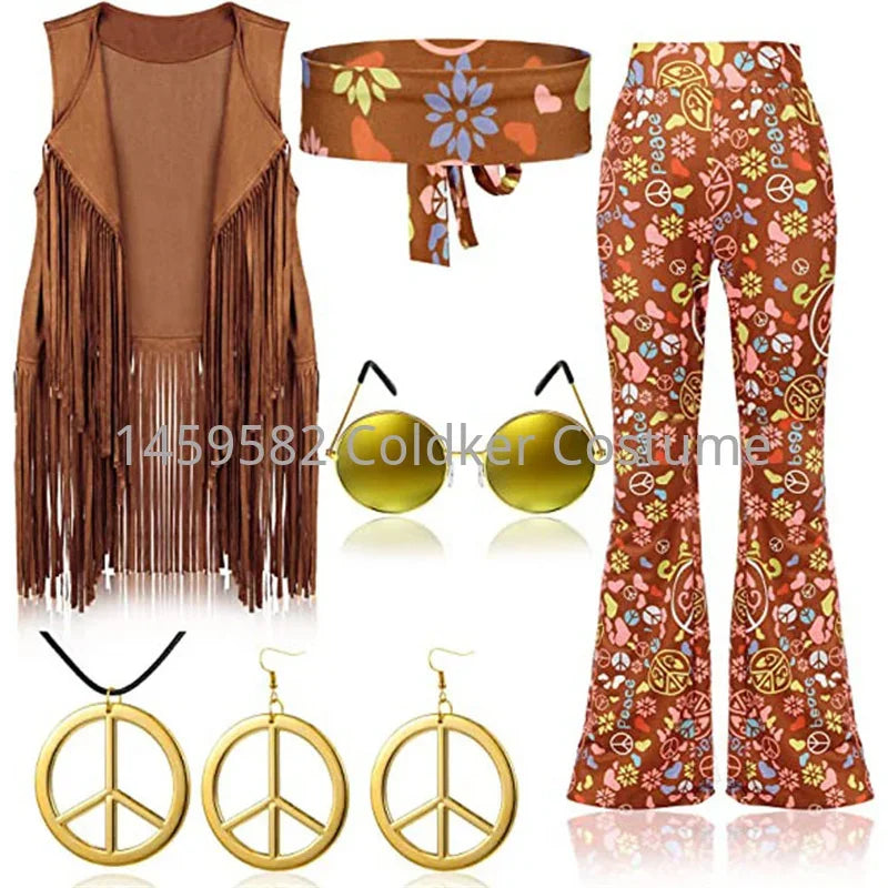 Déguisement Hippie Peace & Love Femme à Franges – vue 2