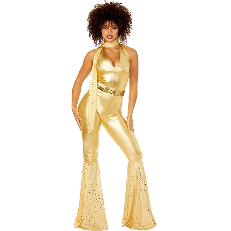 Combinaison Disco Sexy Dos Nu Pailletée – Pattes d'Éléphant – vue 5