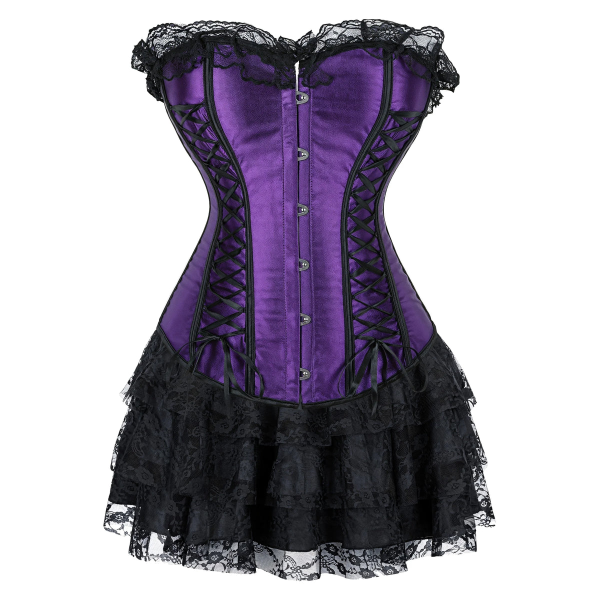 Corset Gothique Satin Femme – Haut ou Ensemble Jupe, S à 2XL
