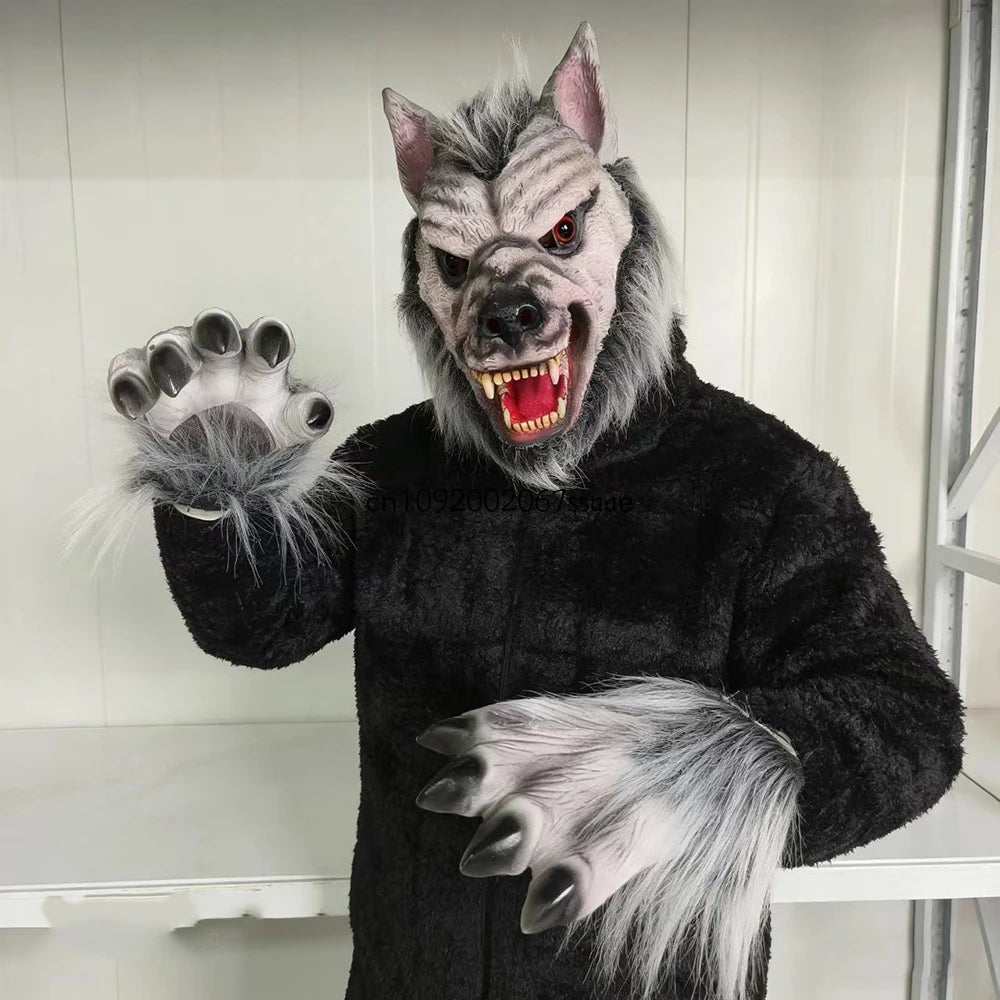 Déguisement Loup-Garou Peluche – Tête, Griffes et Pieds – vue 2