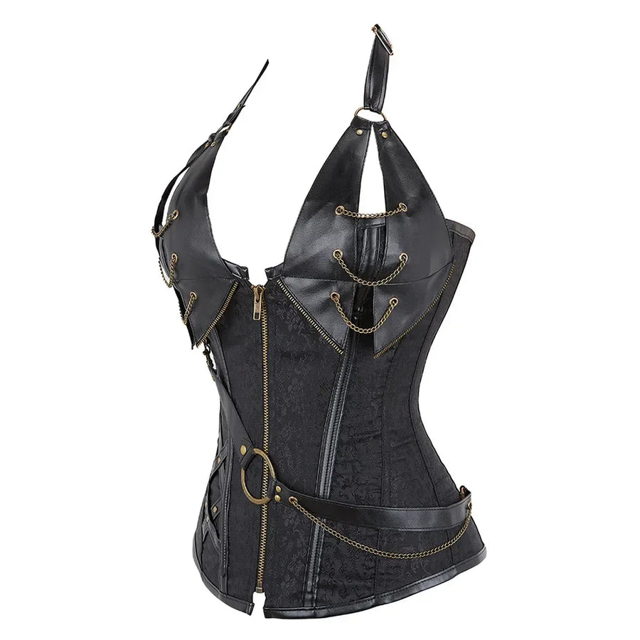Bustier Corset Pirate Viking en Cuir – vue 2