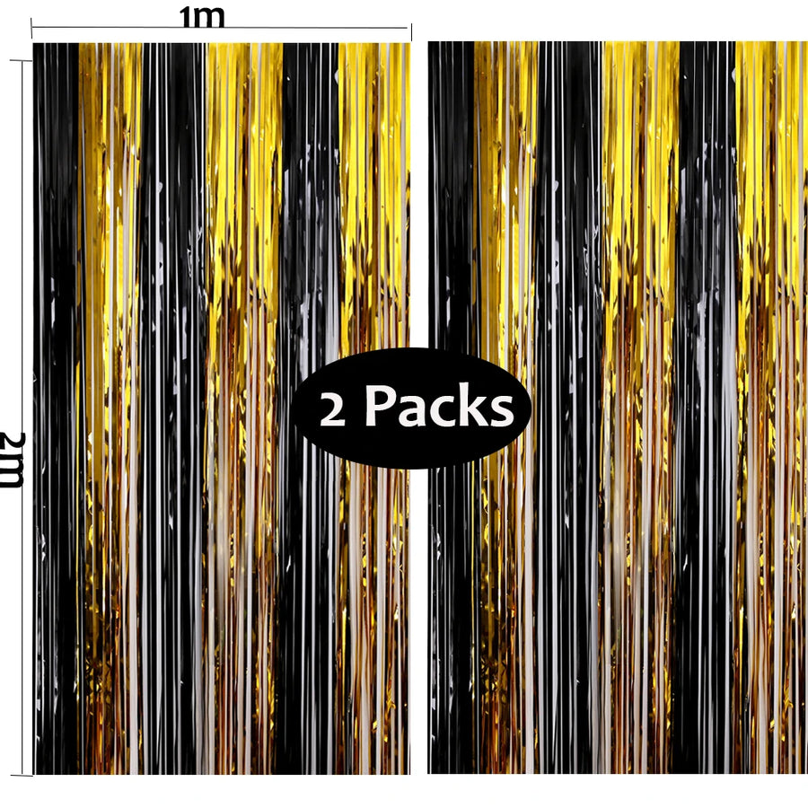 Rideaux à Franges Métallisés – Lot de 2, Plusieurs Couleurs