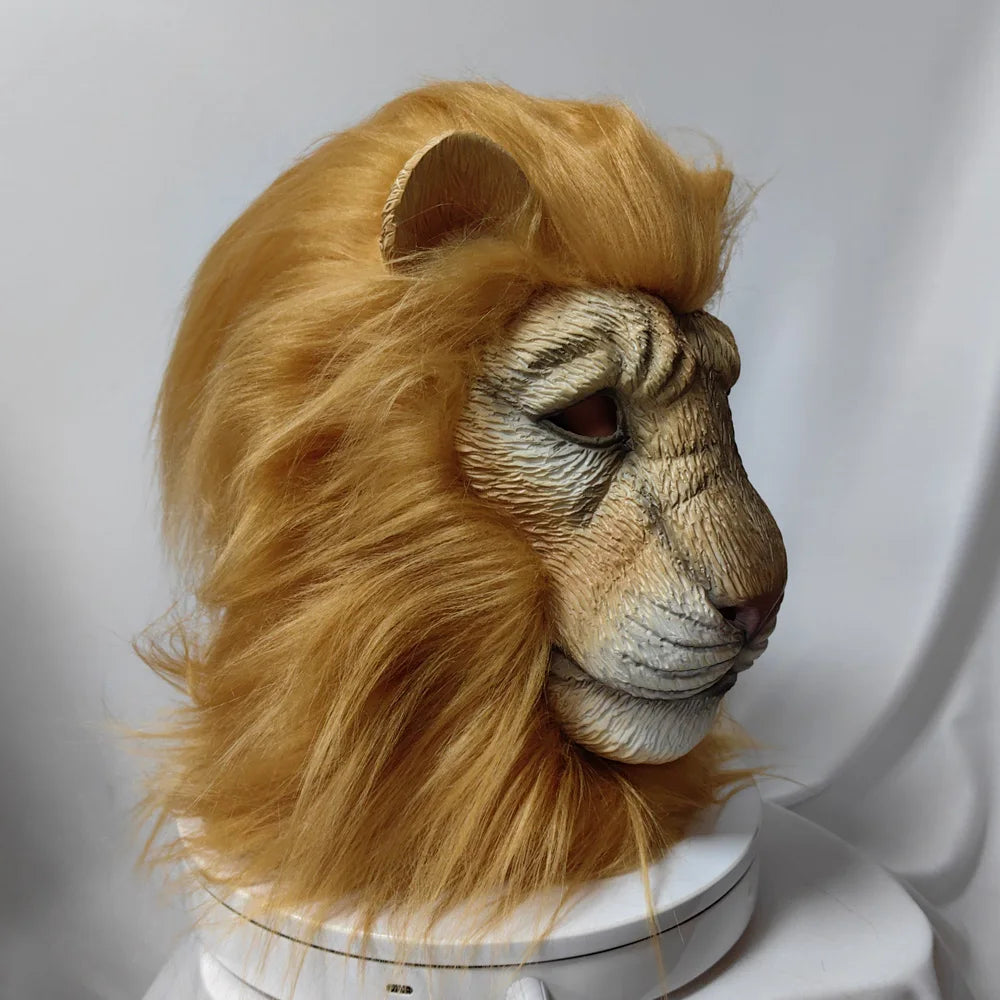 Masque Tête de Lion Blanc en Latex