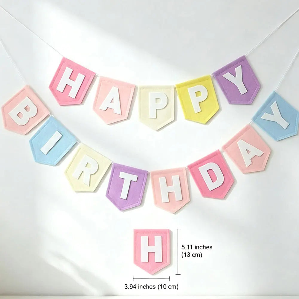 Guirlande Joyeux Anniversaire en Feutrine – Pastel