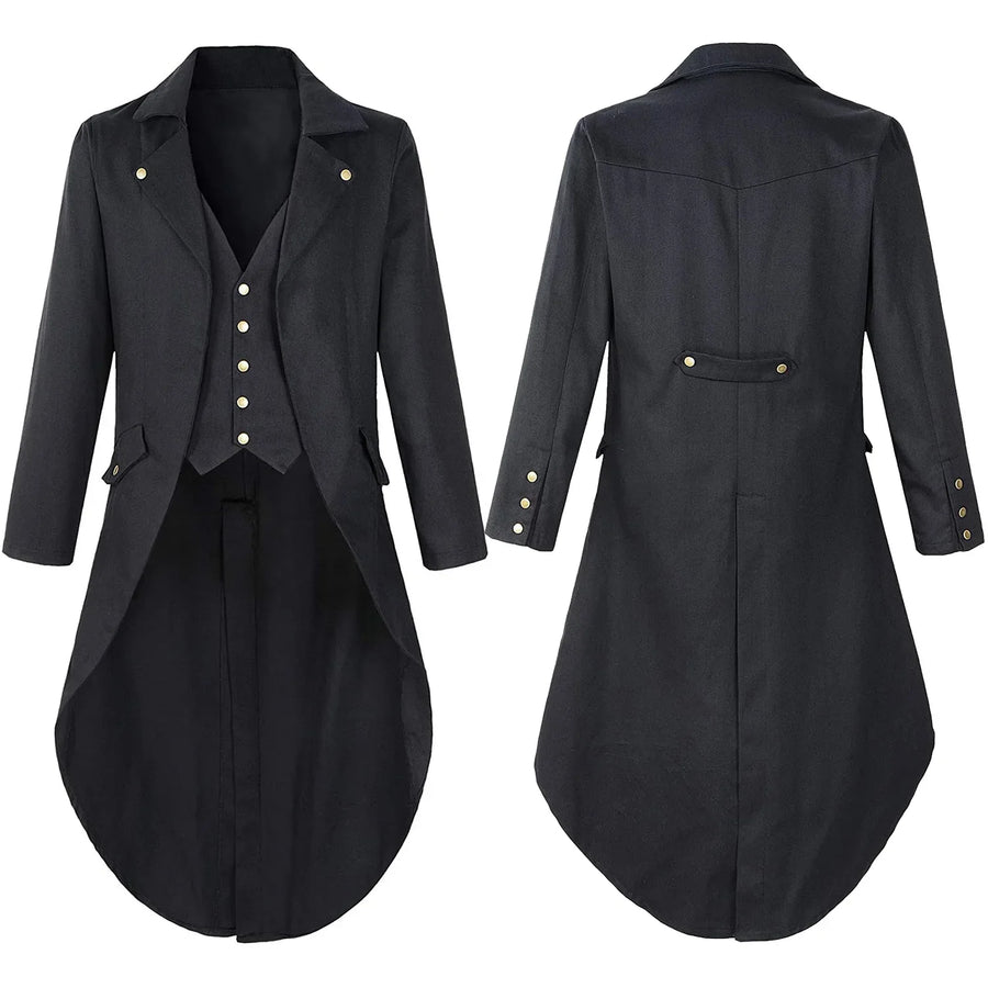 Veste Gothique Steampunk Homme - Costume Médiéval Asymétrique – vue 4