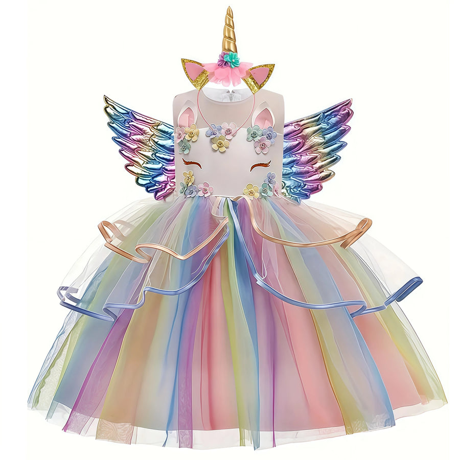 Robe Licorne Arc-en-Ciel Fille