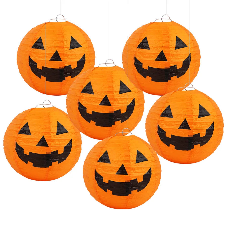 Lanternes en papier citrouille Halloween - Panoplia