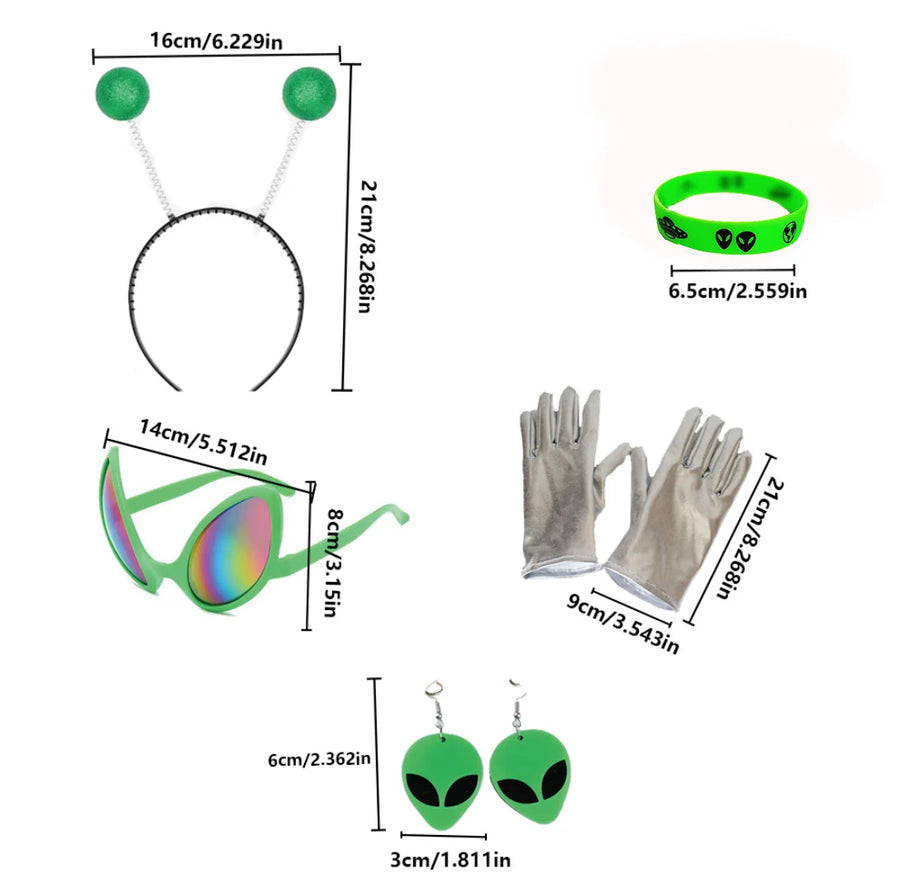 Kit Accessoires Alien – Serre-Tête Antennes et Lunettes – vue 4