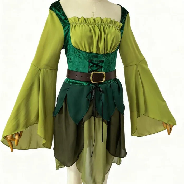 Robe de fée elfe verte avec ailes – du S au XXL – vue 4
