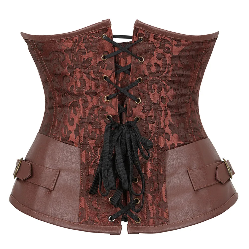 Ensemble Corset Gothique Brodé avec Jupe en Dentelle
