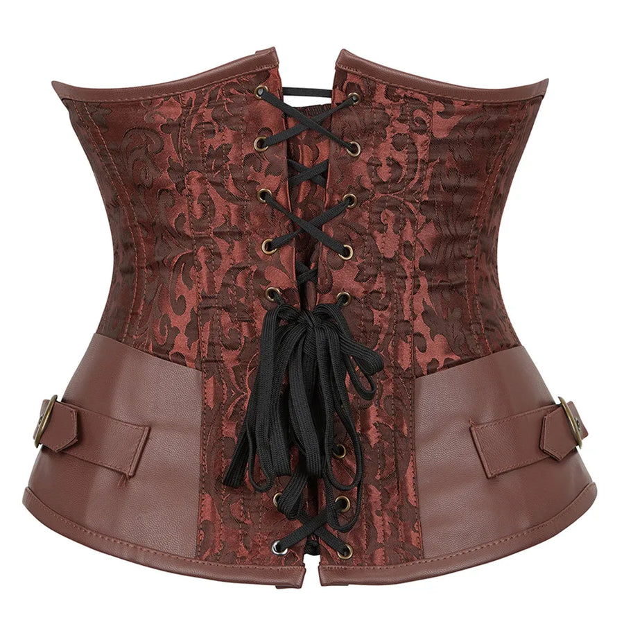 Ensemble Corset Gothique Brodé avec Jupe en Dentelle