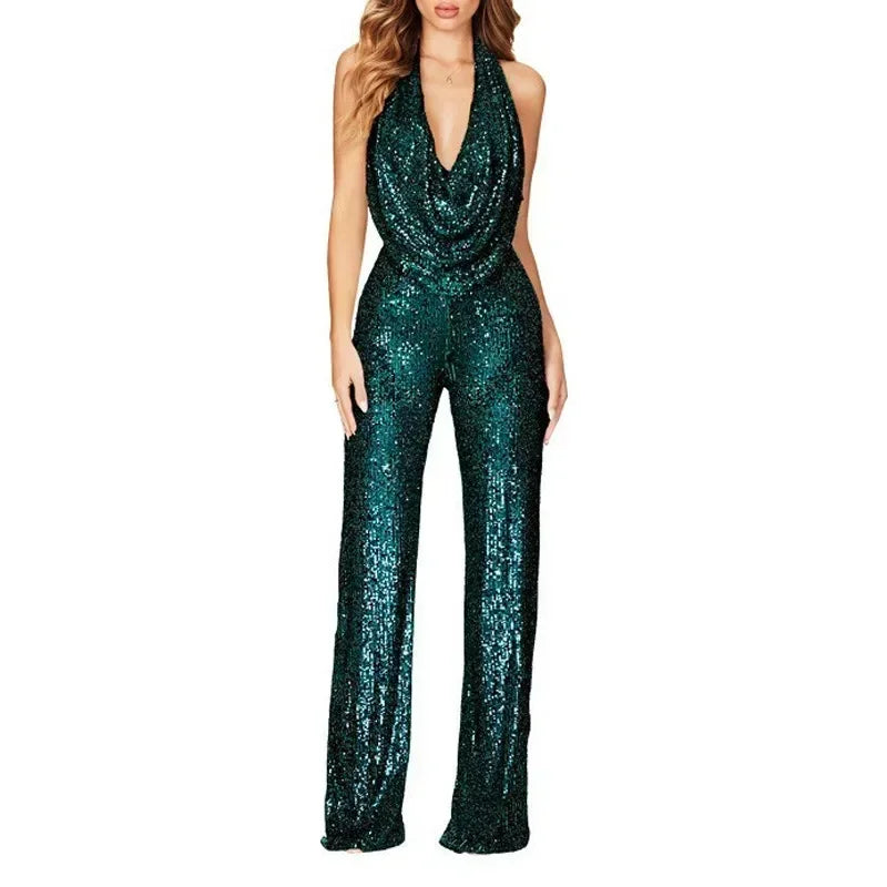 Combinaison Femme à Paillettes – Col Tour de Cou, S à 3XL