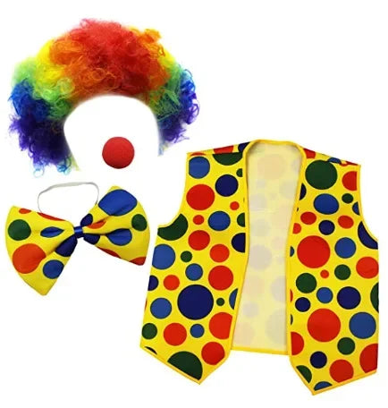 Kit Clown – Nez, Perruque, Nœud Papillon et Chapeau