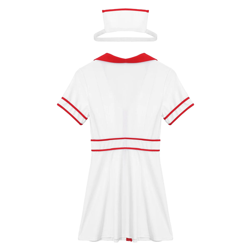 Déguisement Infirmière Femme Blanc – Robe et Coiffe S à 4XL
