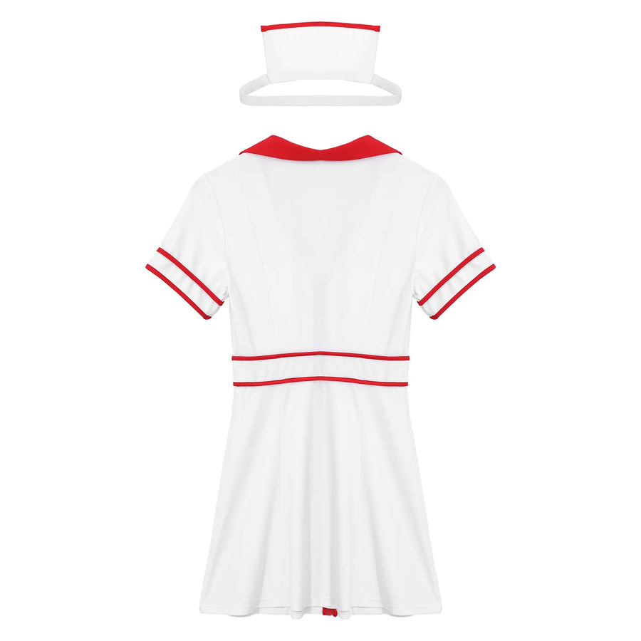 Déguisement Infirmière Femme Blanc – Robe et Coiffe S à 4XL