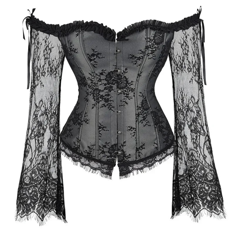 Corset Gothique à Manches en Dentelle