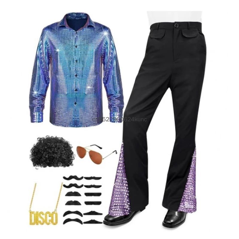 Costume Disco Homme – Chemise Dorée et Pantalon Pattes d'Éléphant – vue 6