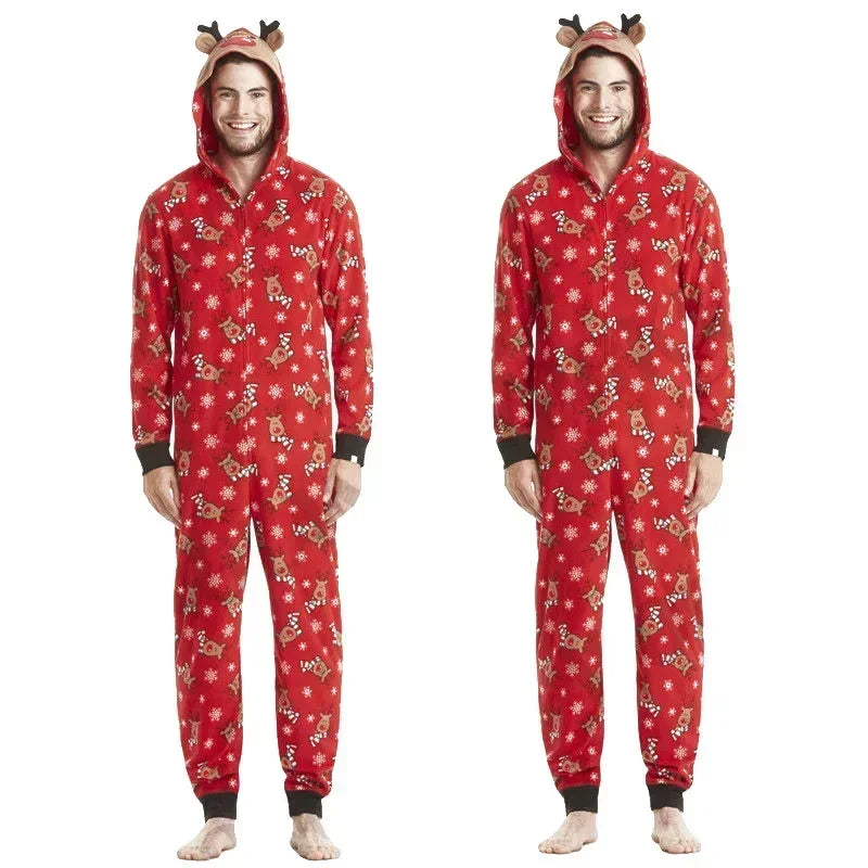 Pyjama Renne de Noël Famille – Combinaison à Capuche