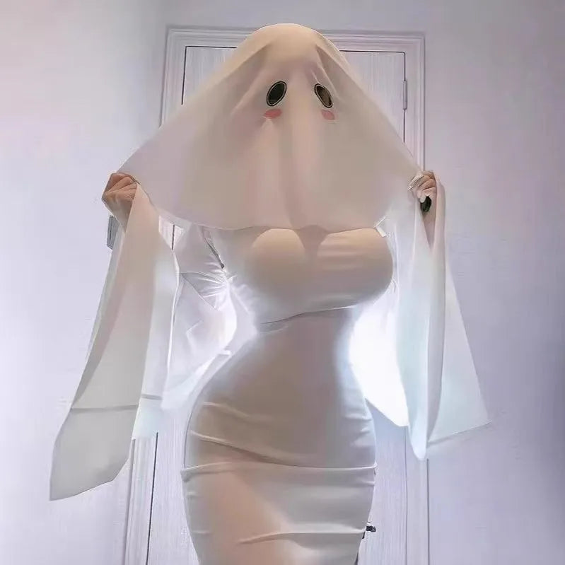 Robe Fantôme Blanche Femme avec Foulard – vue 5