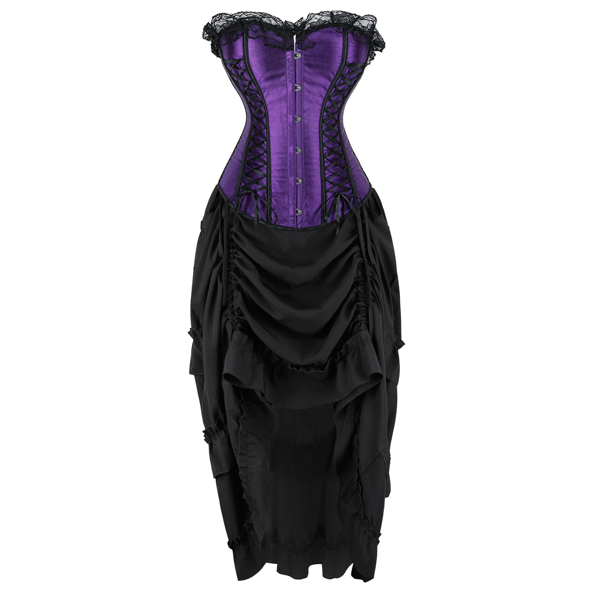 Corset Gothique Satin Femme – Haut ou Ensemble Jupe, S à 2XL