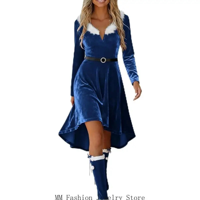 Robe Mère Noël Scintillante à Franges