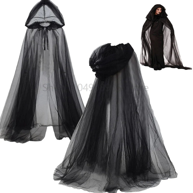 Cape de Sorcière Elfe en Tulle à Capuche – vue 3