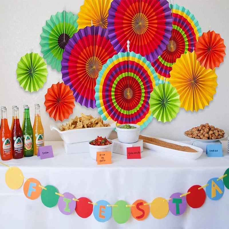 Éventails en Papier Colorés Fiesta Mexicaine - Lot de 12 – vue 4