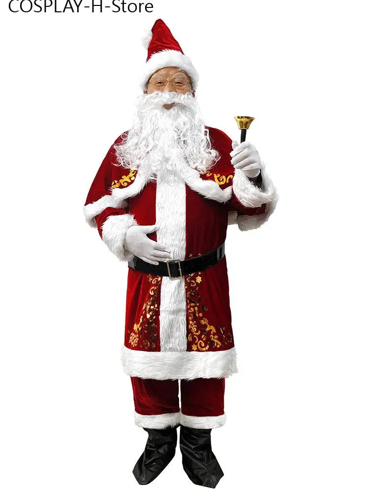 Costume Père Noël Doré Homme – Ensembles 8 ou 12 Pièces, M à 6XL
