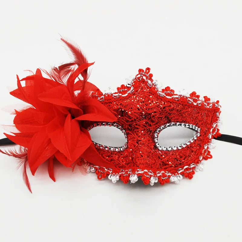Masque de mascarade dentelle et rose Halloween – vue 11