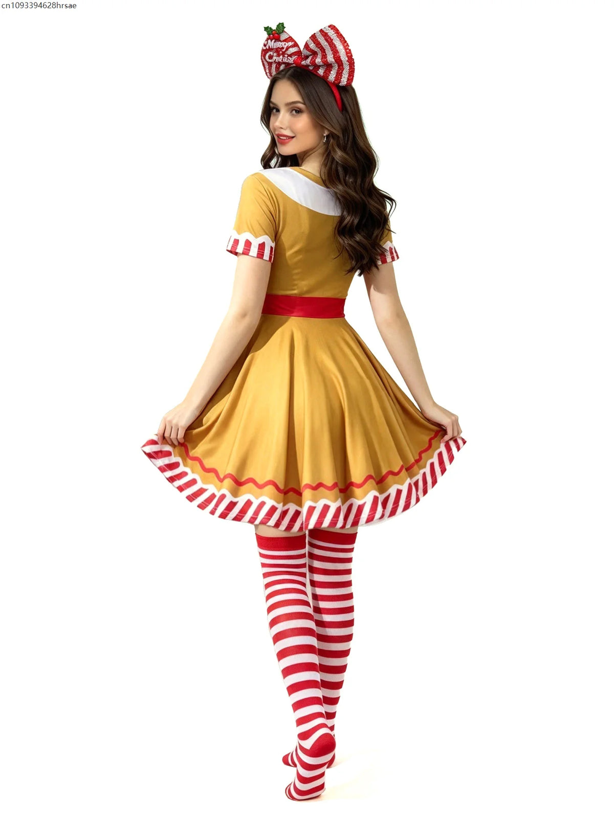 Robe Pain d'Épices Femme avec Serre-Tête et Chaussettes