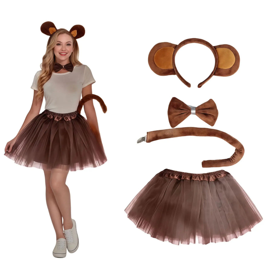 Kit Animal – Serre-Tête, Nœud et Queue avec Jupe Tulle