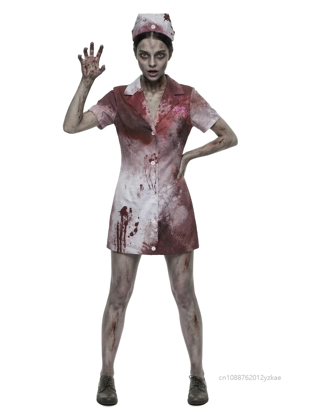 Déguisement Infirmière Zombie Déchirée avec Coiffe – vue 6