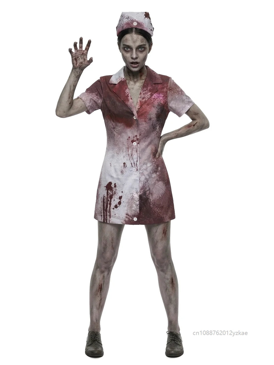 Déguisement Infirmière Zombie Déchirée avec Coiffe – vue 6