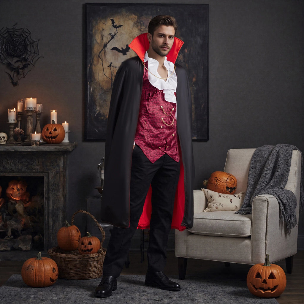 Chemise Vampire avec Gilet et Cape Homme