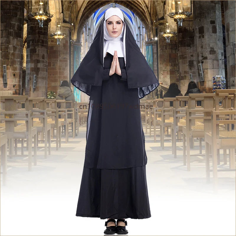 Robe de Nonne Longue Noire Femme – vue 5