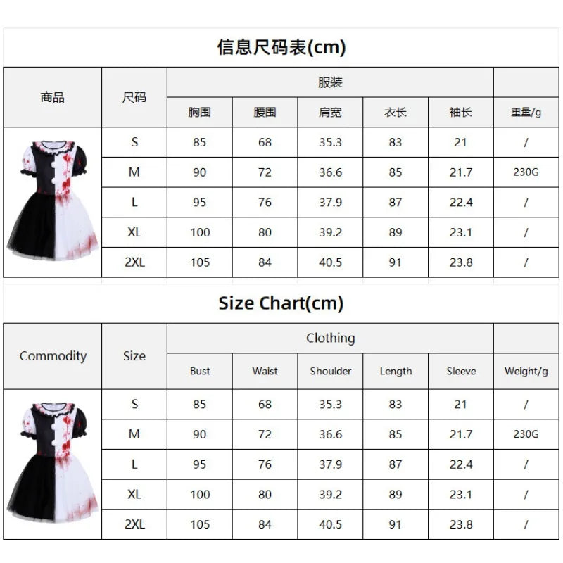 Robe Tutu Clown d'Horreur Noir et Blanc – S à XXL