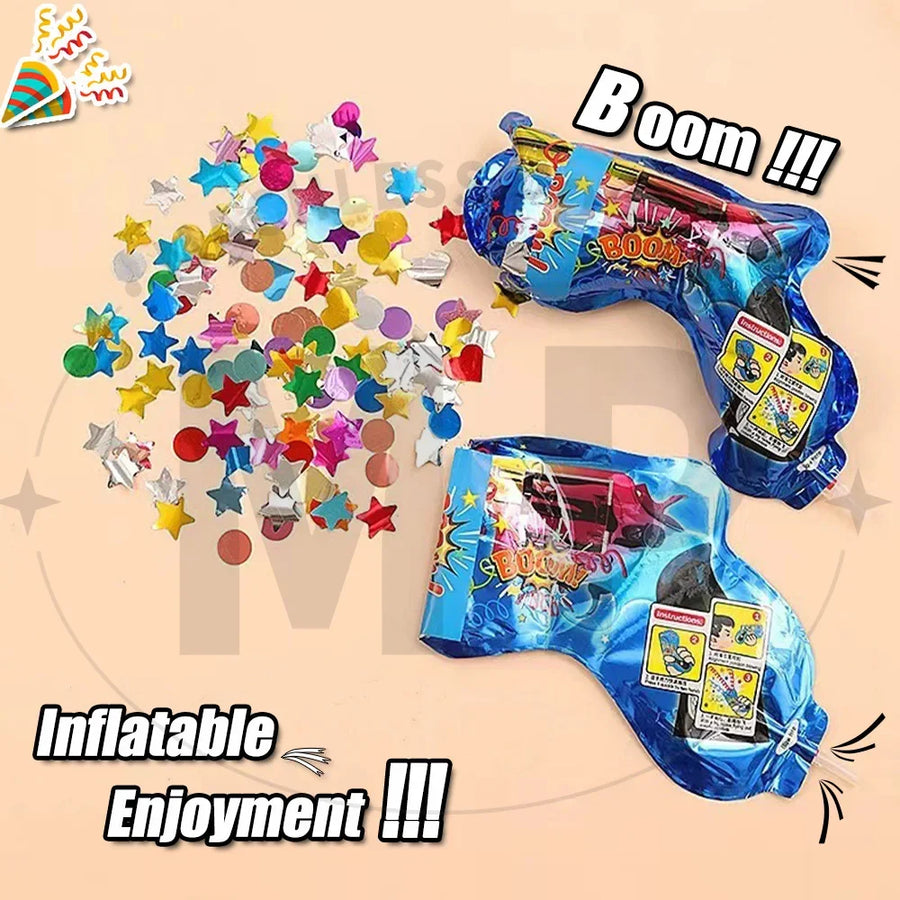 Canon à Confettis Gonflable Portable Paillettes – vue 3