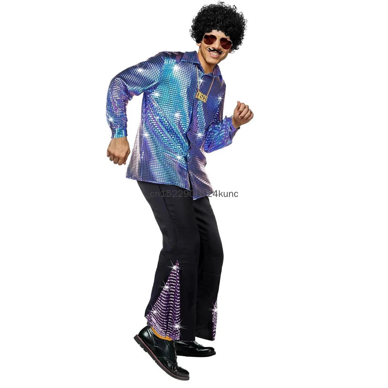 Déguisement Disco Homme Chemise Dorée