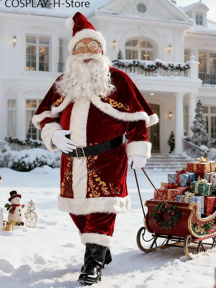 Costume Père Noël Doré Homme – Ensembles 8 ou 12 Pièces, M à 6XL