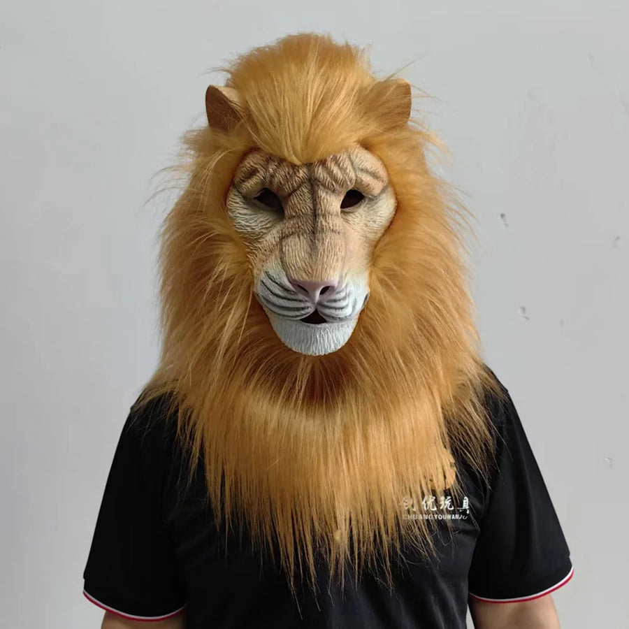 Masque Lion Blanc en Latex Deluxe