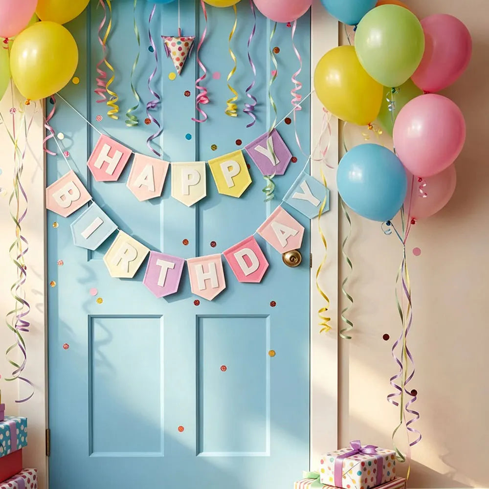 Guirlande Happy Birthday Feutrine Macaron Pastel – vue 4