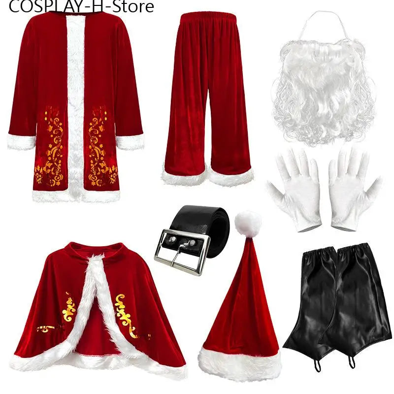 Costume Père Noël Doré Homme – Ensembles 8 ou 12 Pièces, M à 6XL