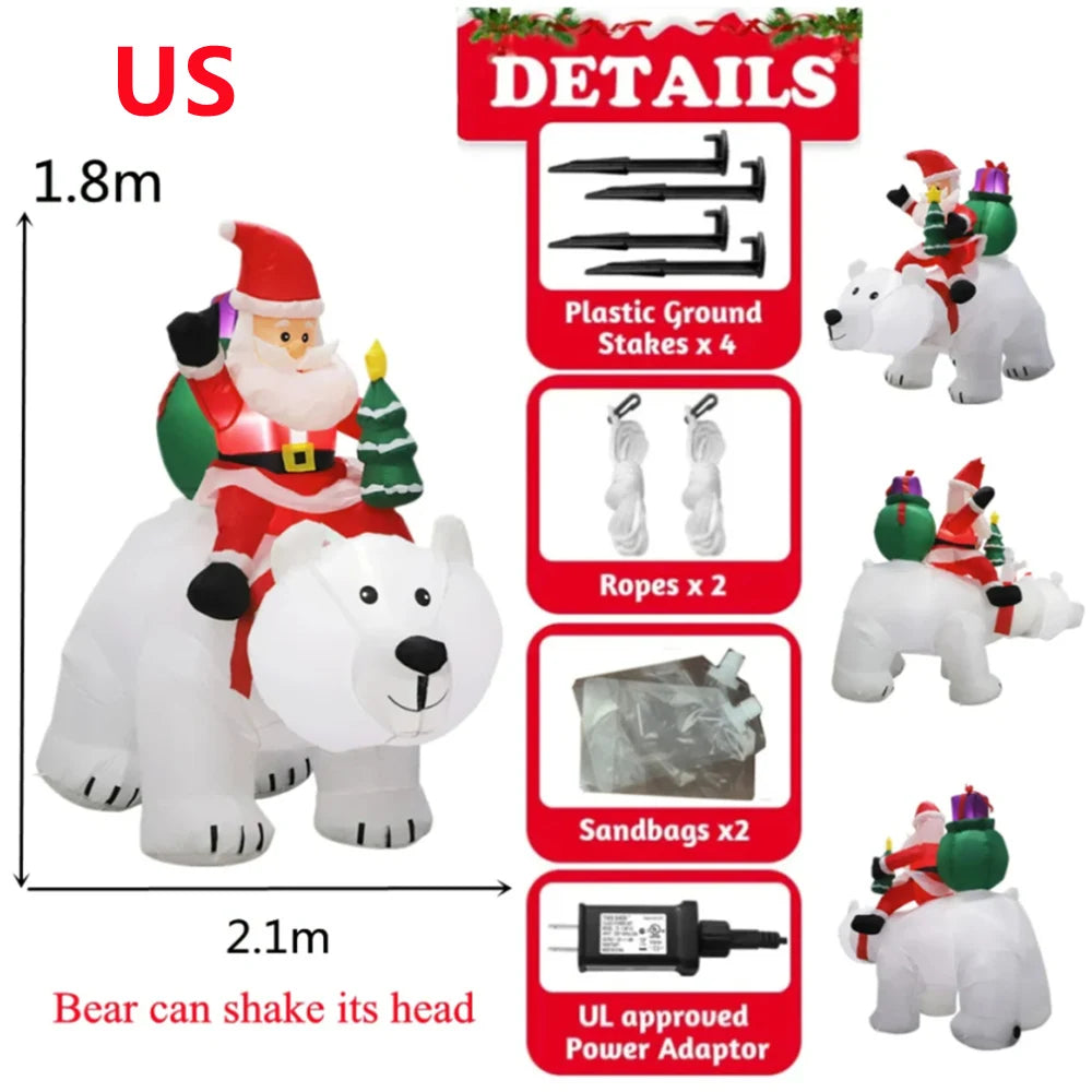Père Noël sur Ours Polaire Gonflable 2,1 m – Décoration – vue 10