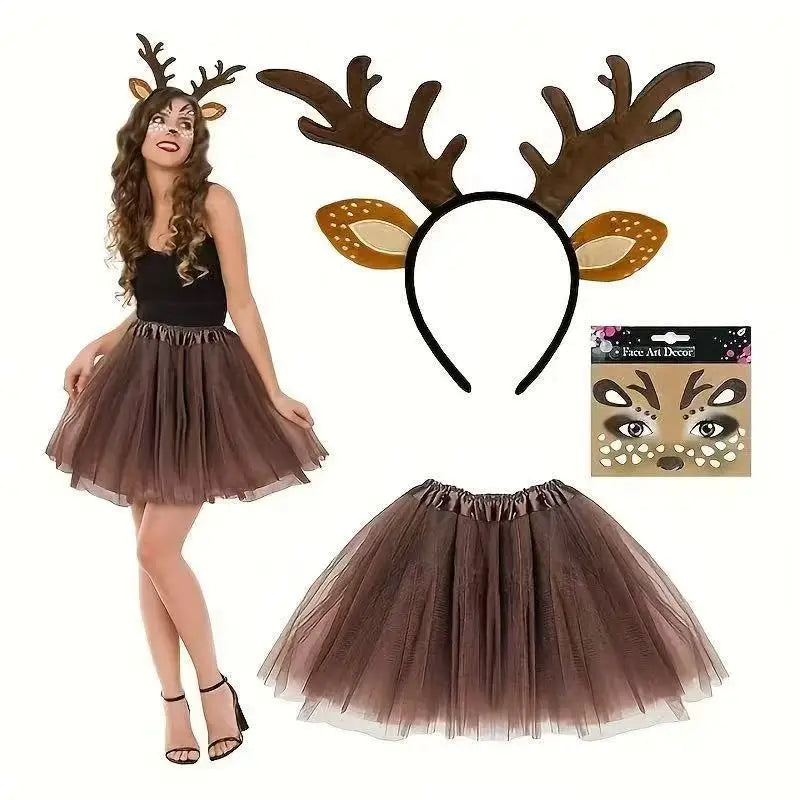 Kit Renne – Bois, Queue et Tutu Marron Étoilé – vue 4