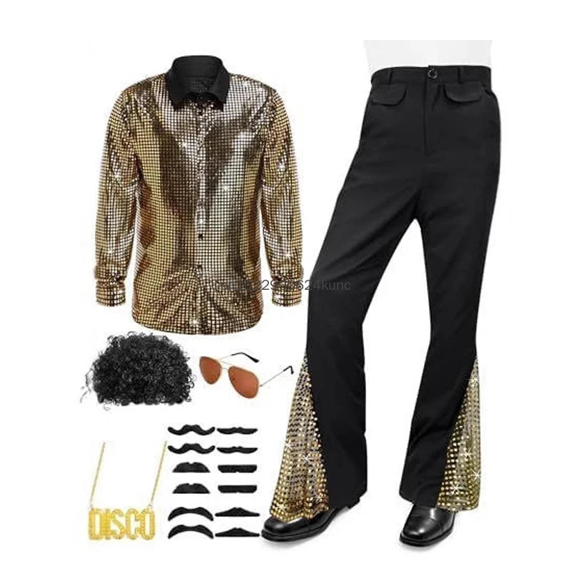 Déguisement Disco Homme Chemise Dorée