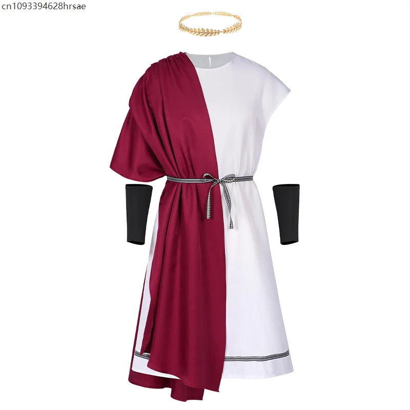 Toge Romaine Bordeaux Homme avec Ceinture et Bandeau – vue 4