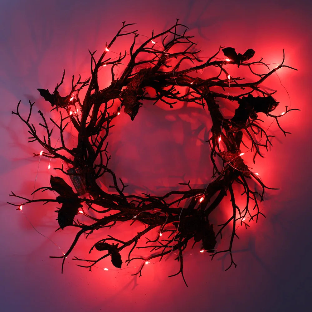 Couronne Halloween Chauves-Souris – Avec ou Sans LED