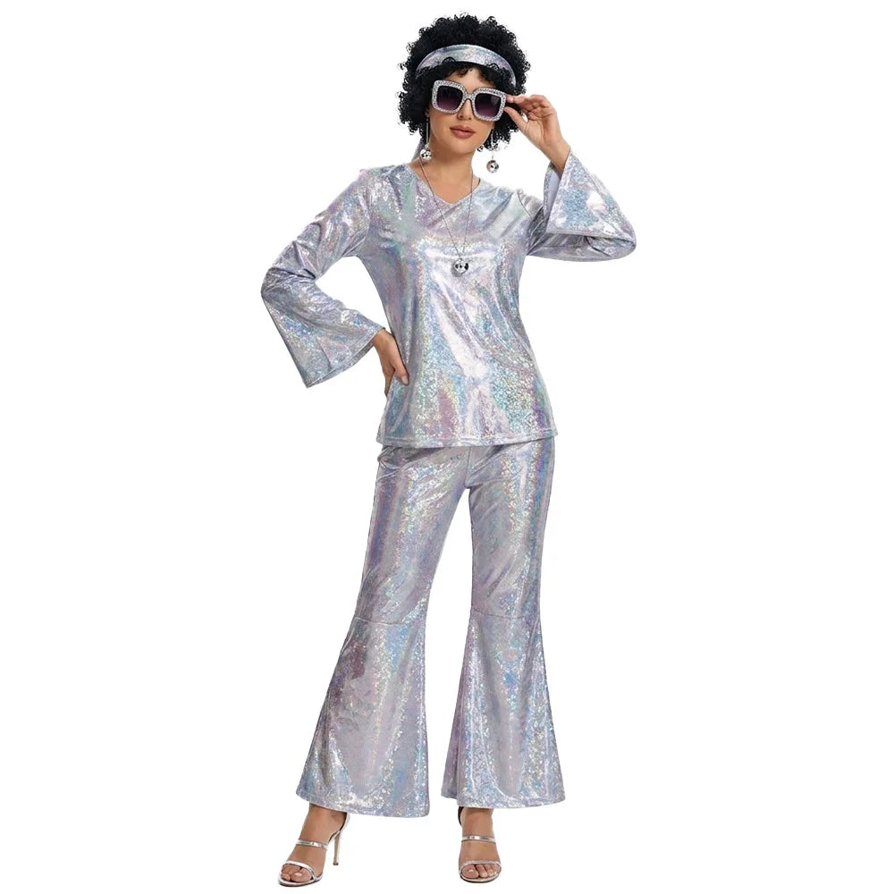 Déguisement Disco Femme Complet avec Lunettes et Perruque – vue 10