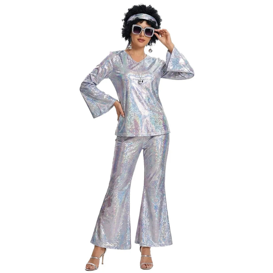 Déguisement Disco Femme Complet avec Lunettes et Perruque – vue 10